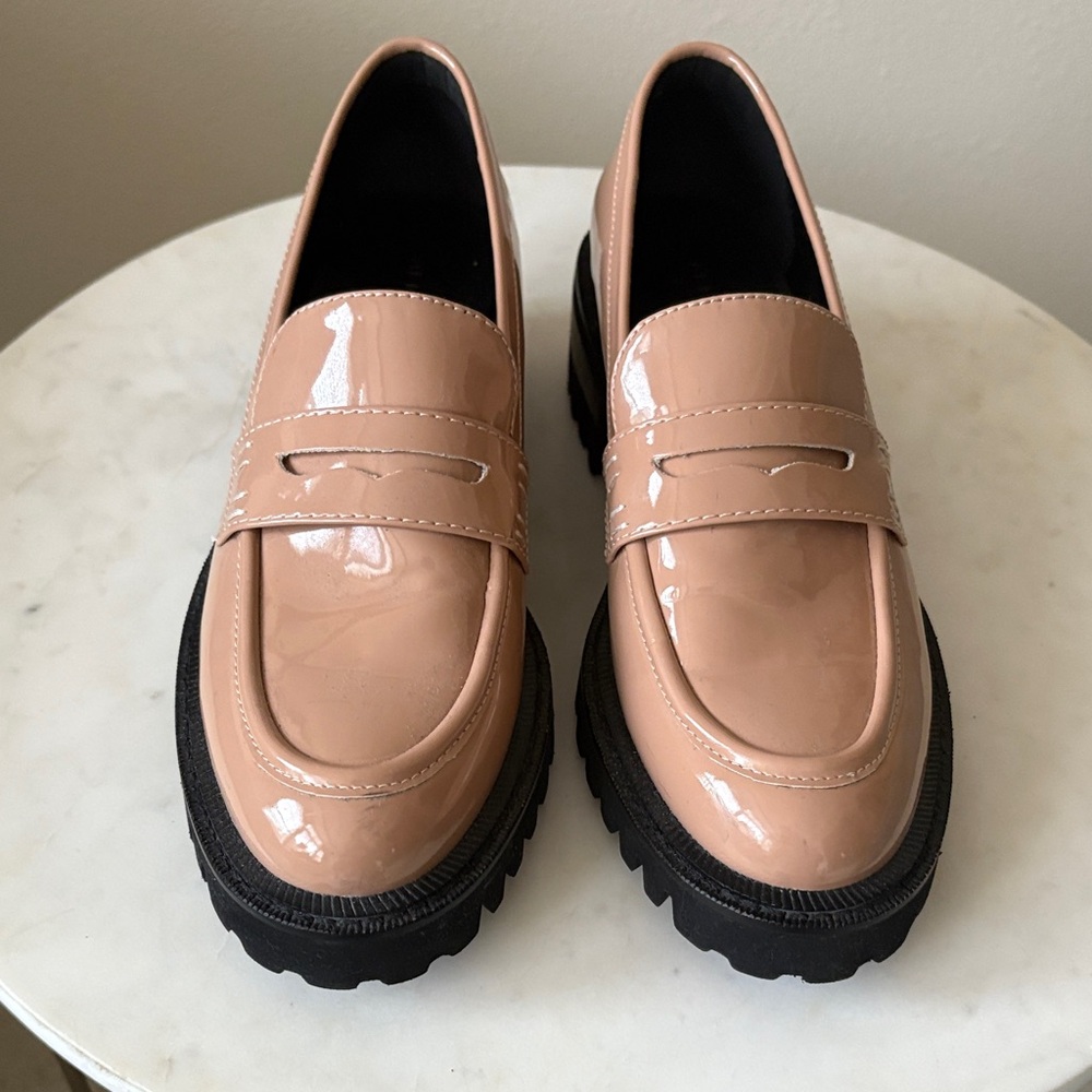 AEROSOLES Patent Loafers - Tan and Black